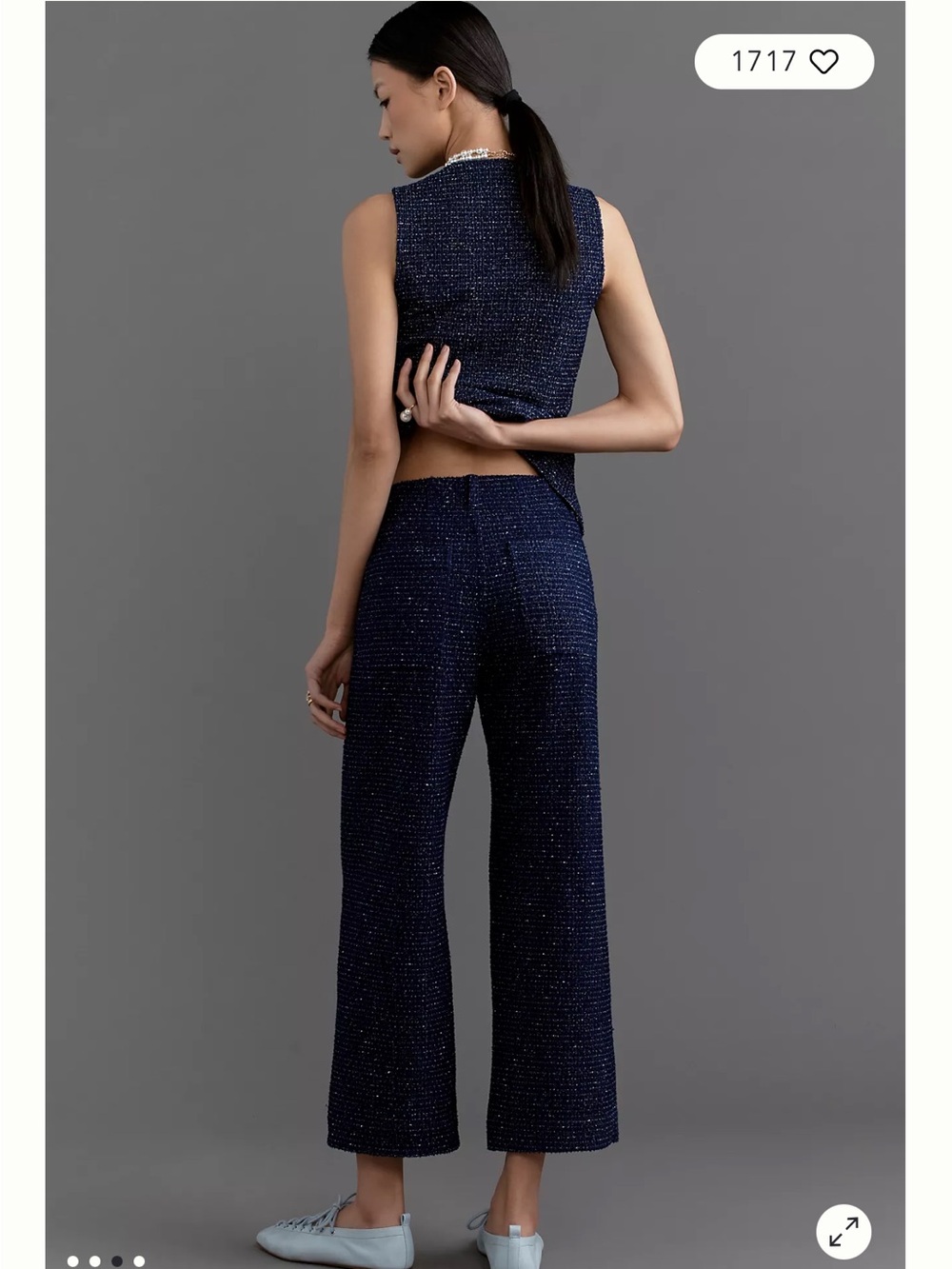 Anthropologie Colette Tweed Cropped Wide-Leg Pants by Maeve Size 23 - Picture 3 of 11
